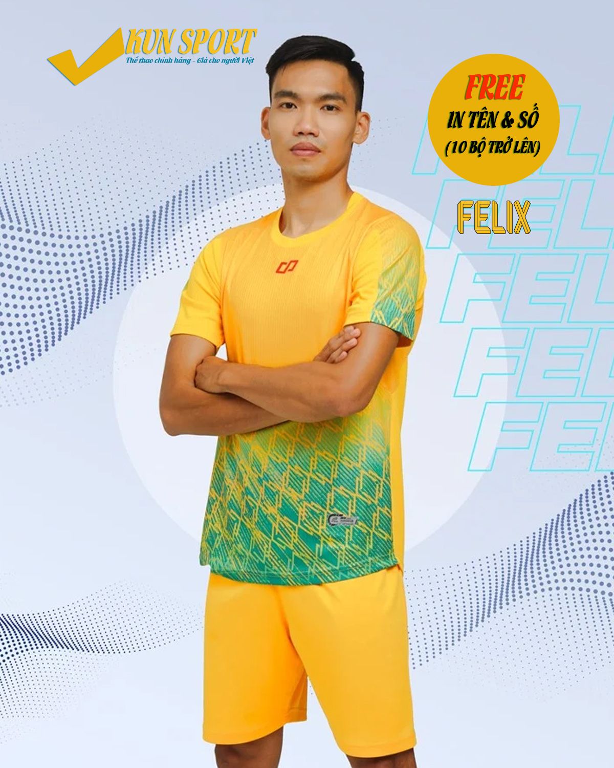 Bộ áo đá bóng CP SPORT FELIX - Vàng