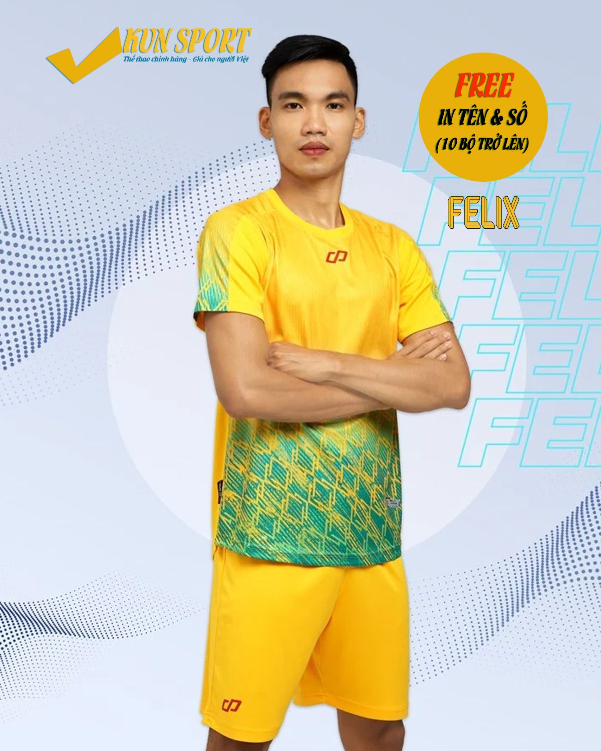Bộ áo đá bóng CP SPORT FELIX - Vàng