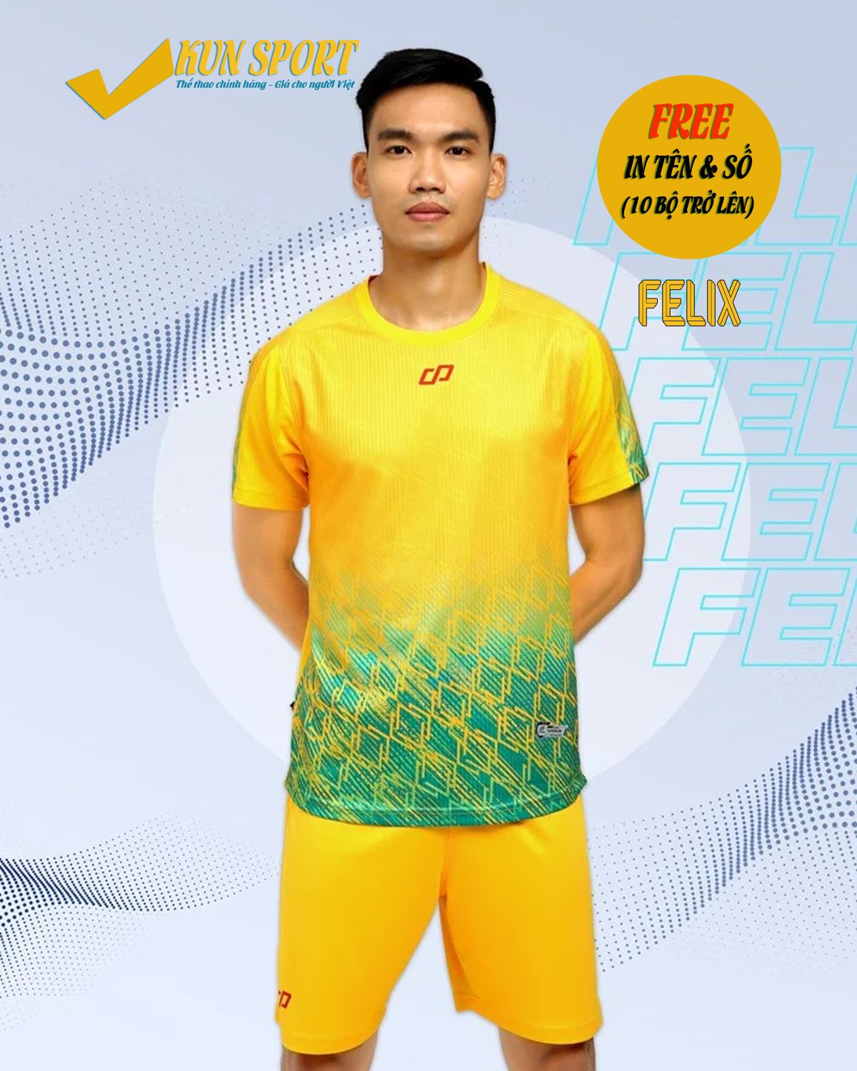 Bộ áo đá bóng CP SPORT FELIX - Vàng