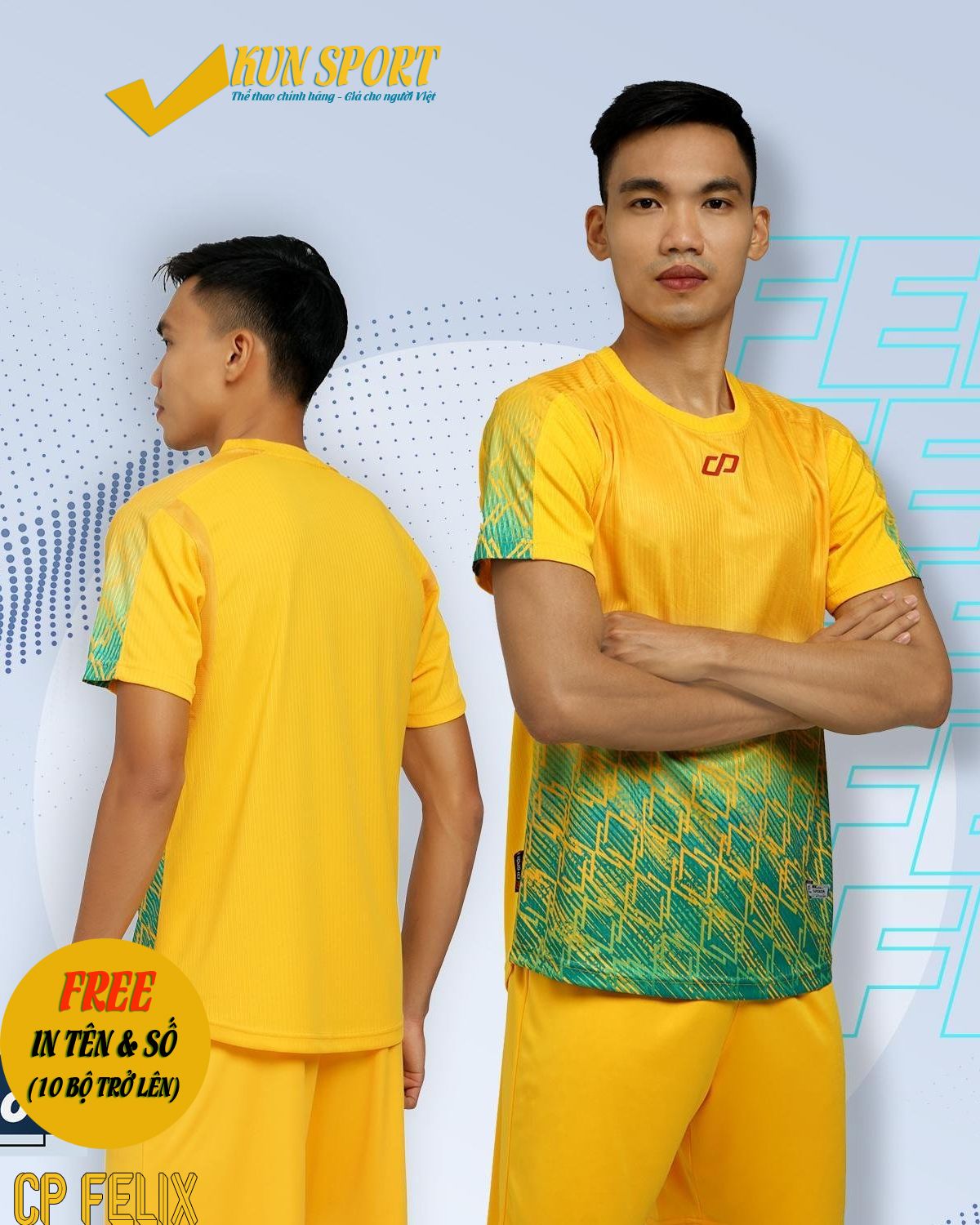 Bộ áo đá bóng CP SPORT FELIX - Vàng