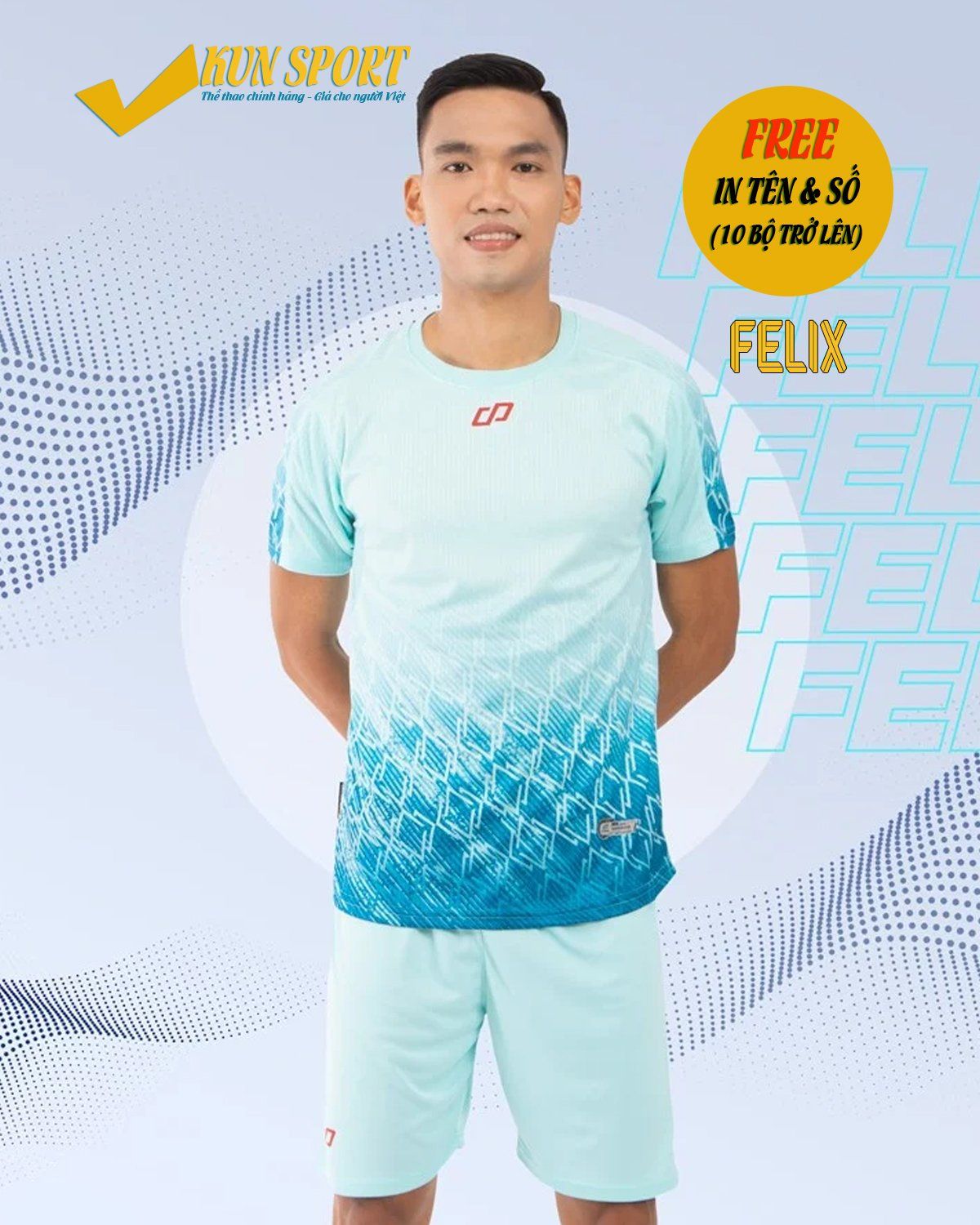 Bộ áo đá bóng CP SPORT FELIX - Xanh ngọc