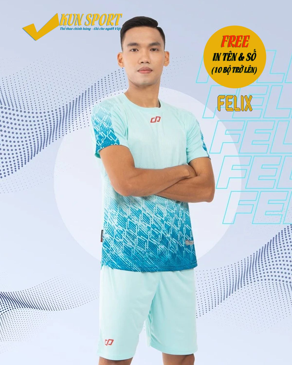 Bộ áo đá bóng CP SPORT FELIX - Xanh ngọc