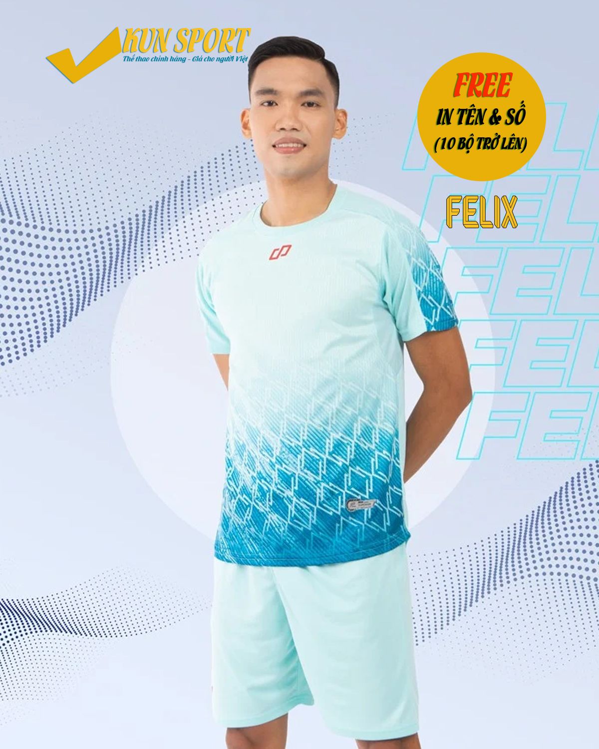 Bộ áo đá bóng CP SPORT FELIX - Xanh ngọc
