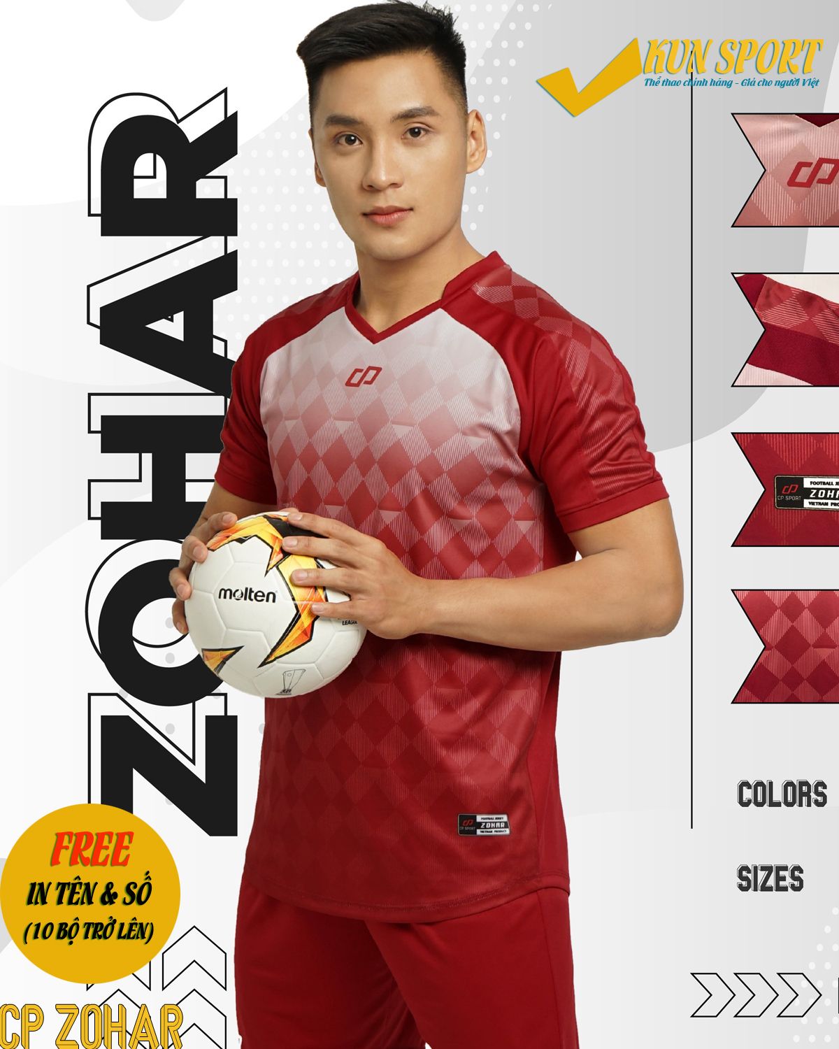 Bộ áo đá bóng CP SPORT ZOHAR - Đỏ