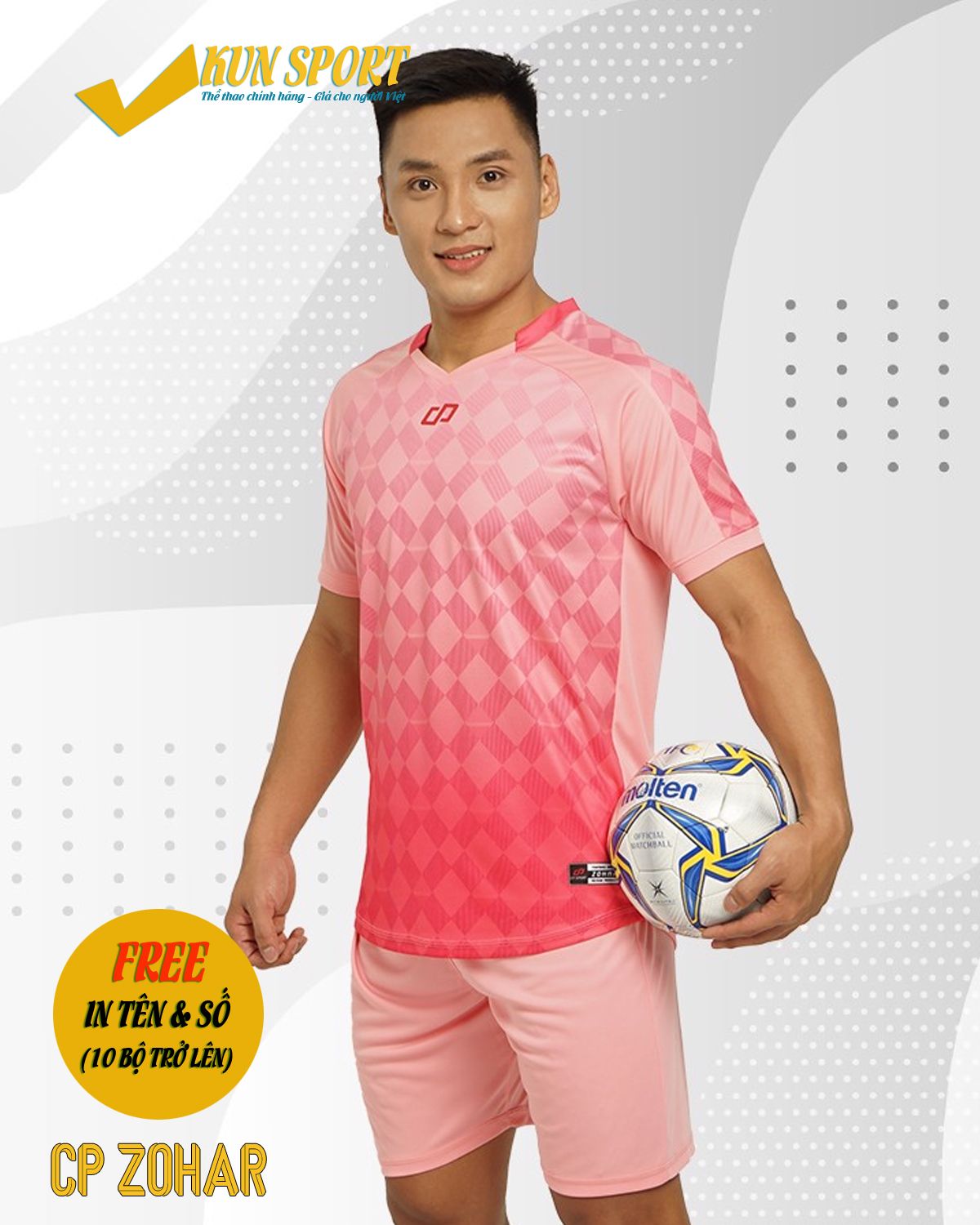 Bộ áo đá bóng CP SPORT ZOHAR - Hồng