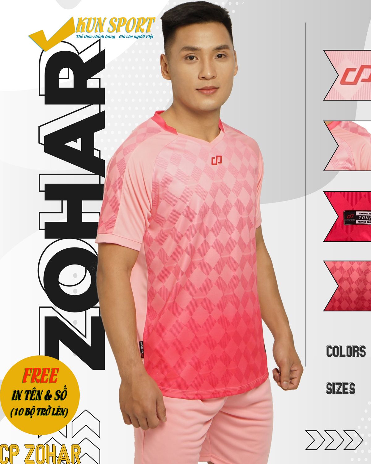Bộ áo đá bóng CP SPORT ZOHAR - Hồng