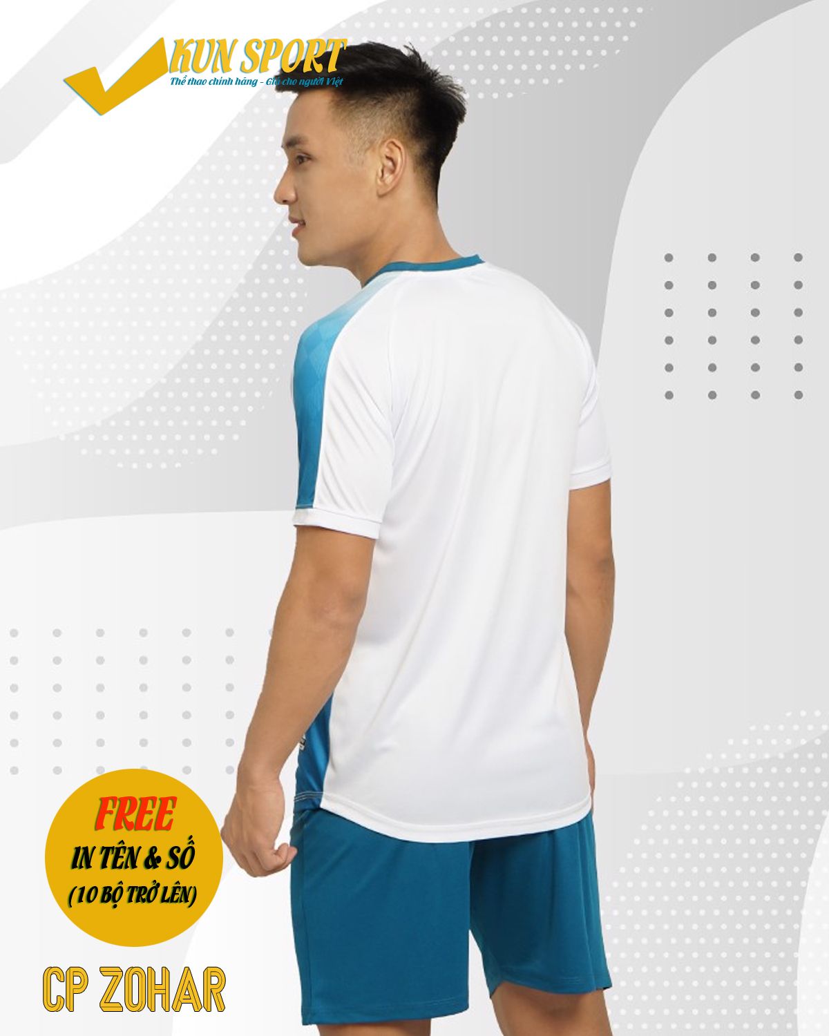 Bộ áo đá bóng CP SPORT ZOHAR - Xanh bích trắng
