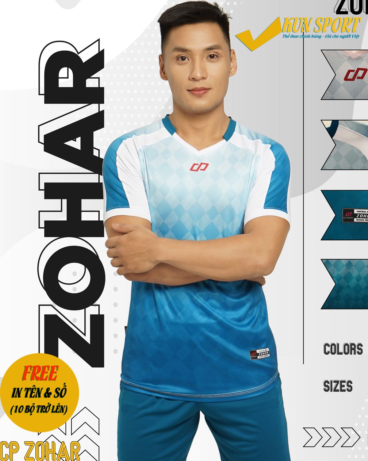 Bộ áo đá bóng CP SPORT ZOHAR - Xanh bích trắng