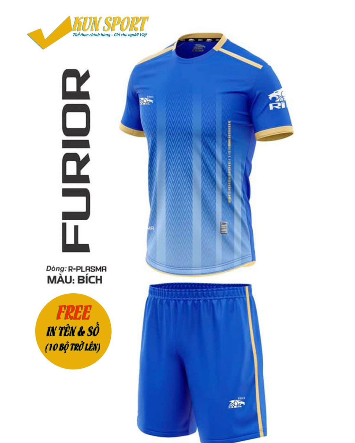 Bộ áo đá bóng RIKI FURIOR - Xanh bích