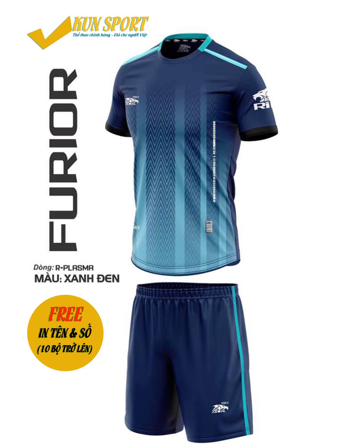 Bộ áo đá bóng RIKI FURIOR - Xanh đen