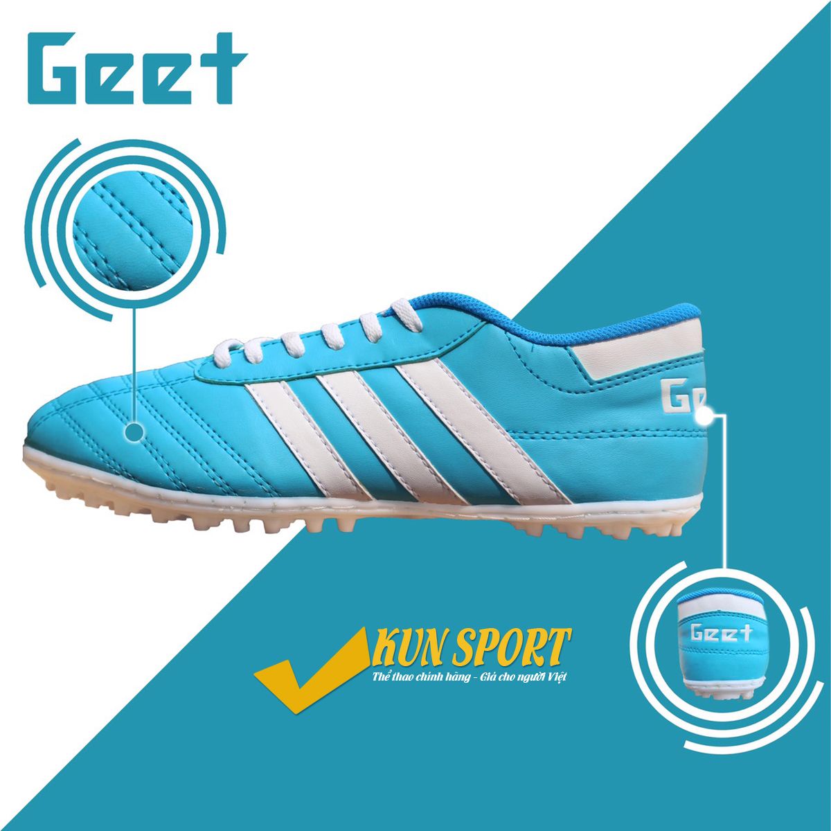 Giày GEET 3 sọc TF - Xanh ya