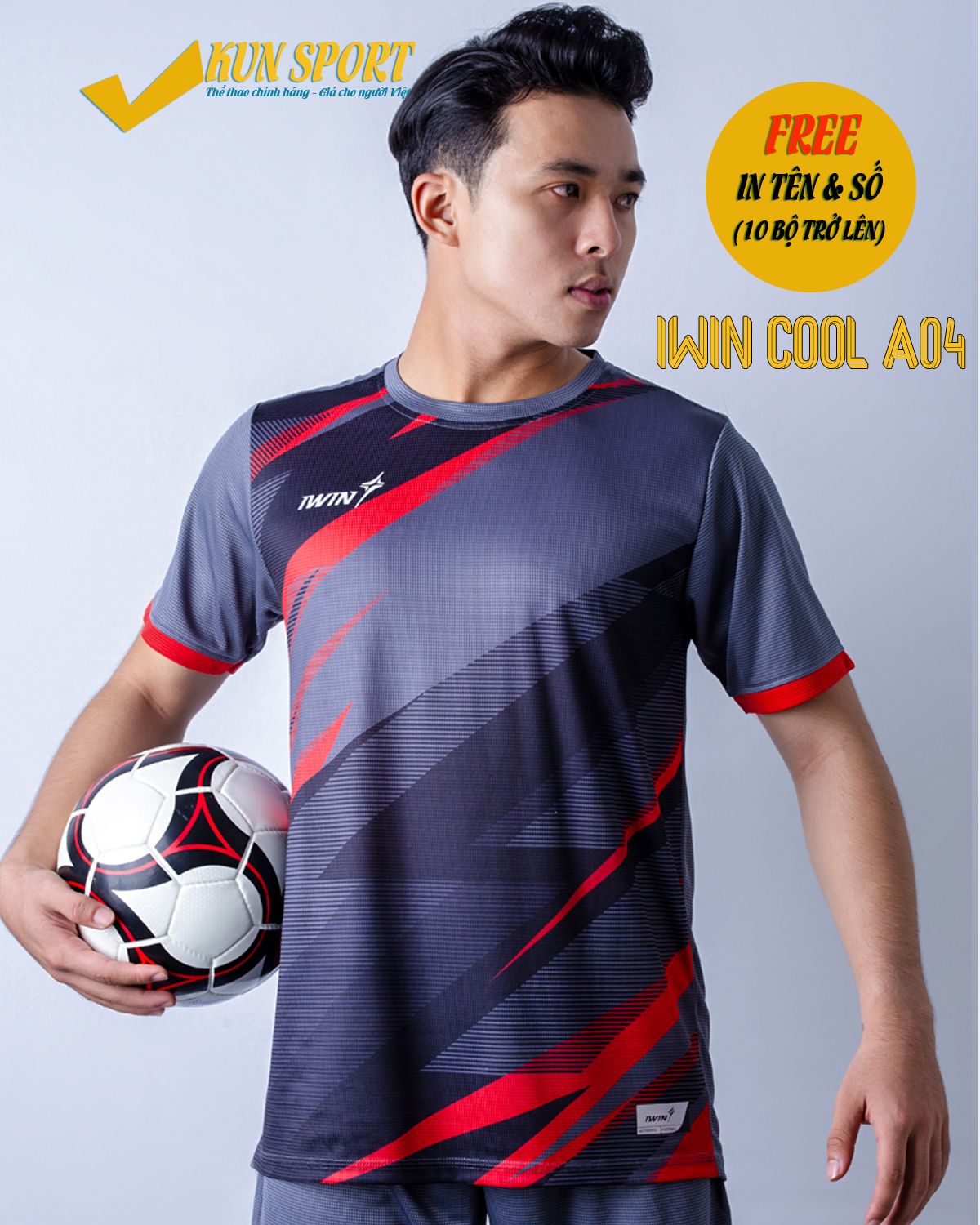 Bộ áo IWIN COOL A04 - Xám đen