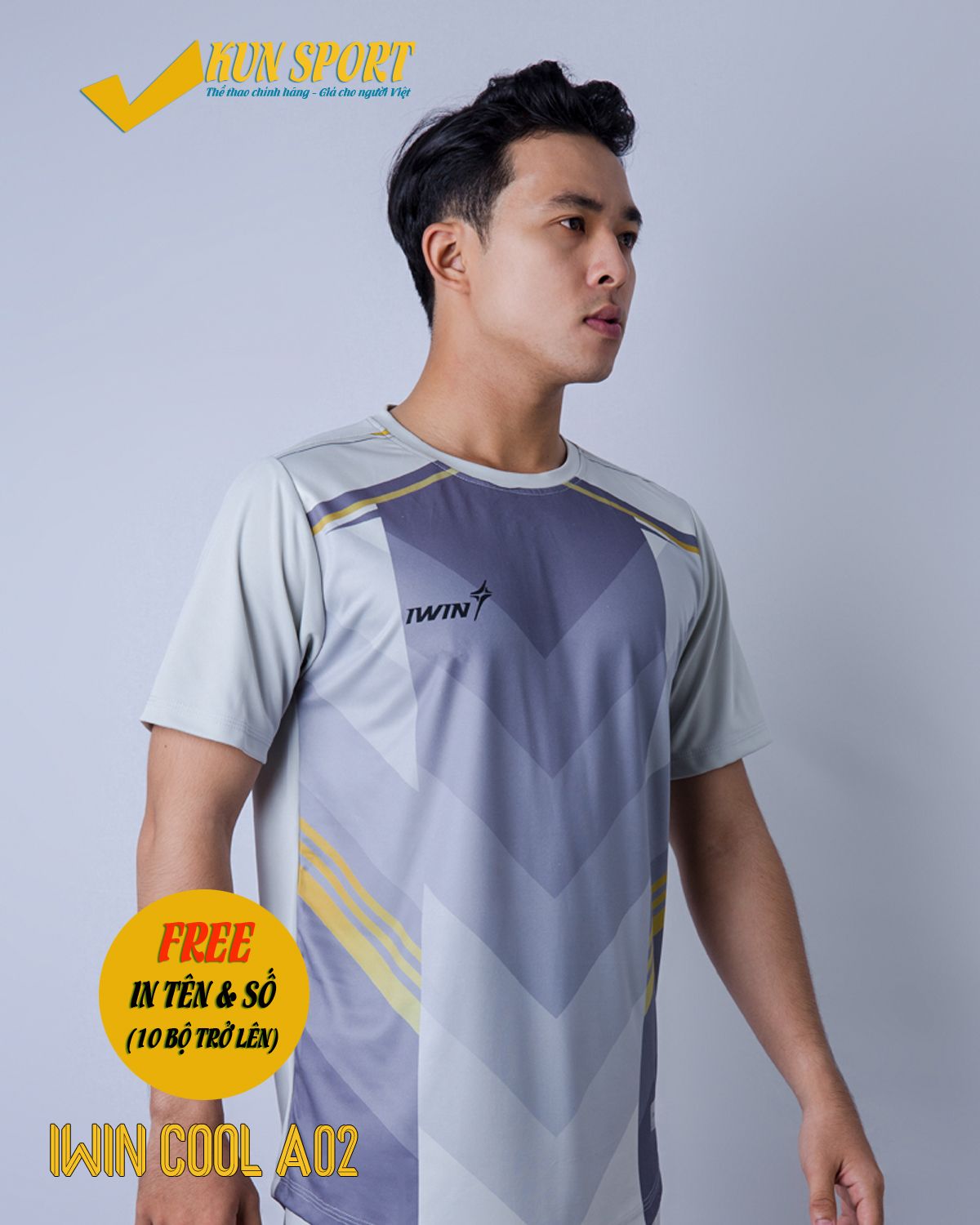 Bộ áo IWIN COOL A02 - Trắng xám