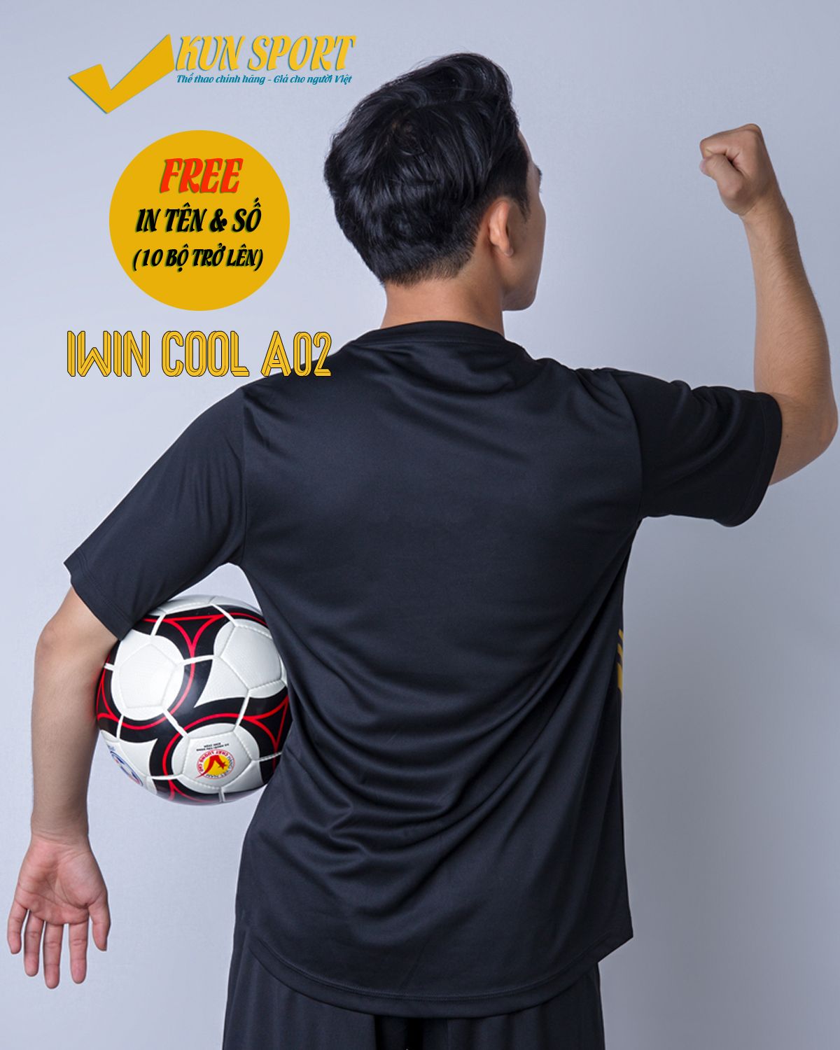 Bộ áo IWIN COOL A02 - Xám đen