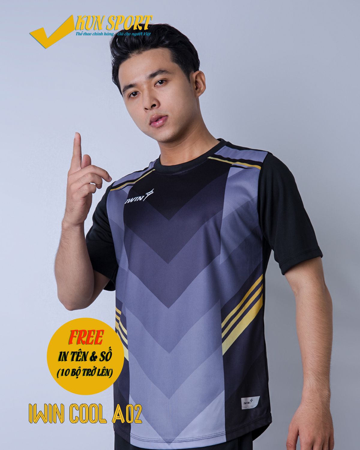 Bộ áo IWIN COOL A02 - Xám đen