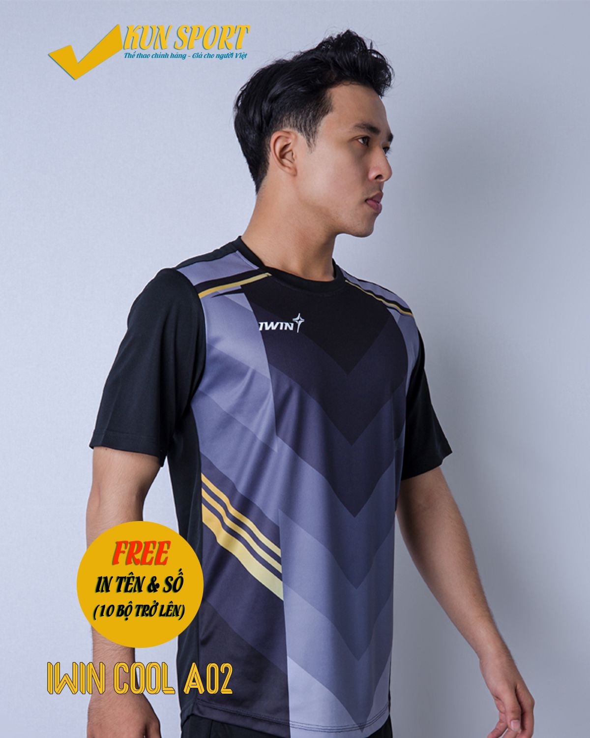 Bộ áo IWIN COOL A02 - Xám đen