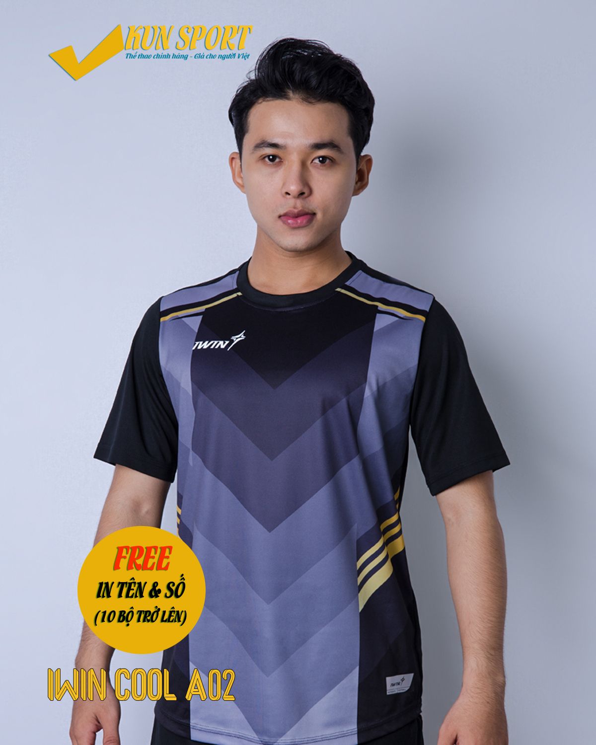 Bộ áo IWIN COOL A02 - Xám đen