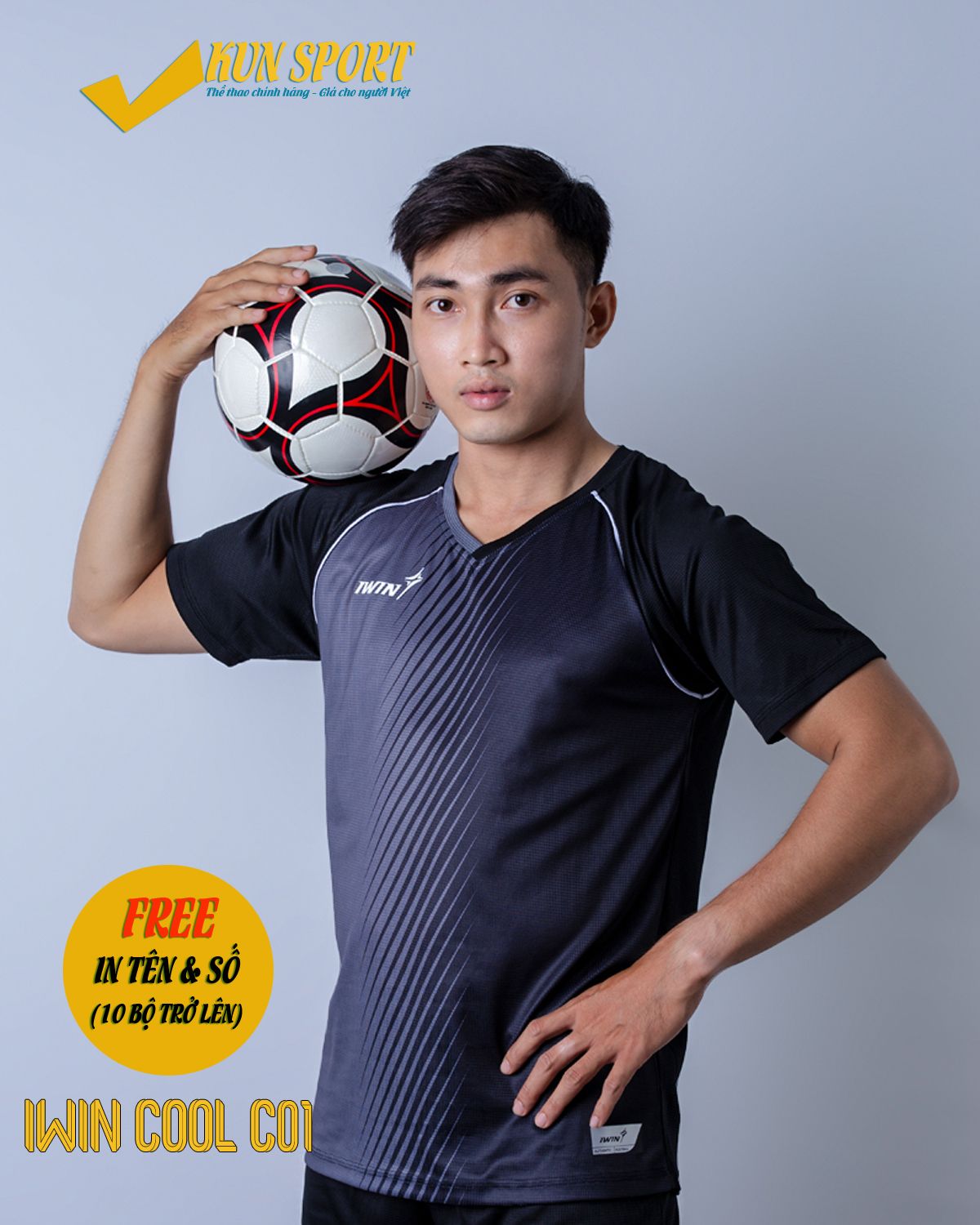 Bộ áo IWIN COOL C01 - Xám đen
