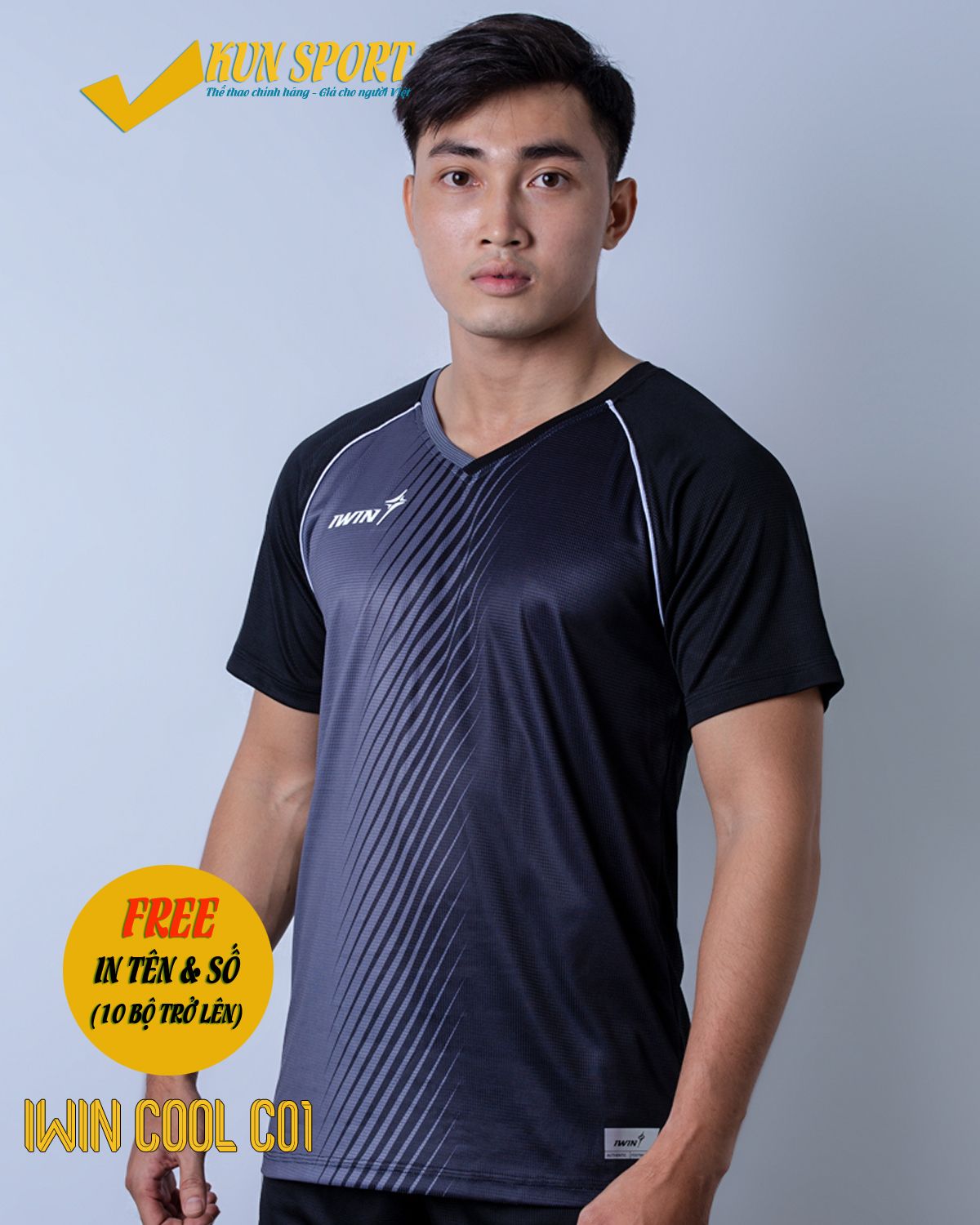 Bộ áo IWIN COOL C01 - Xám đen