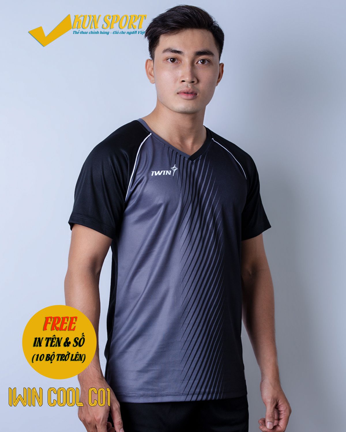 Bộ áo IWIN COOL C01 - Xám đen