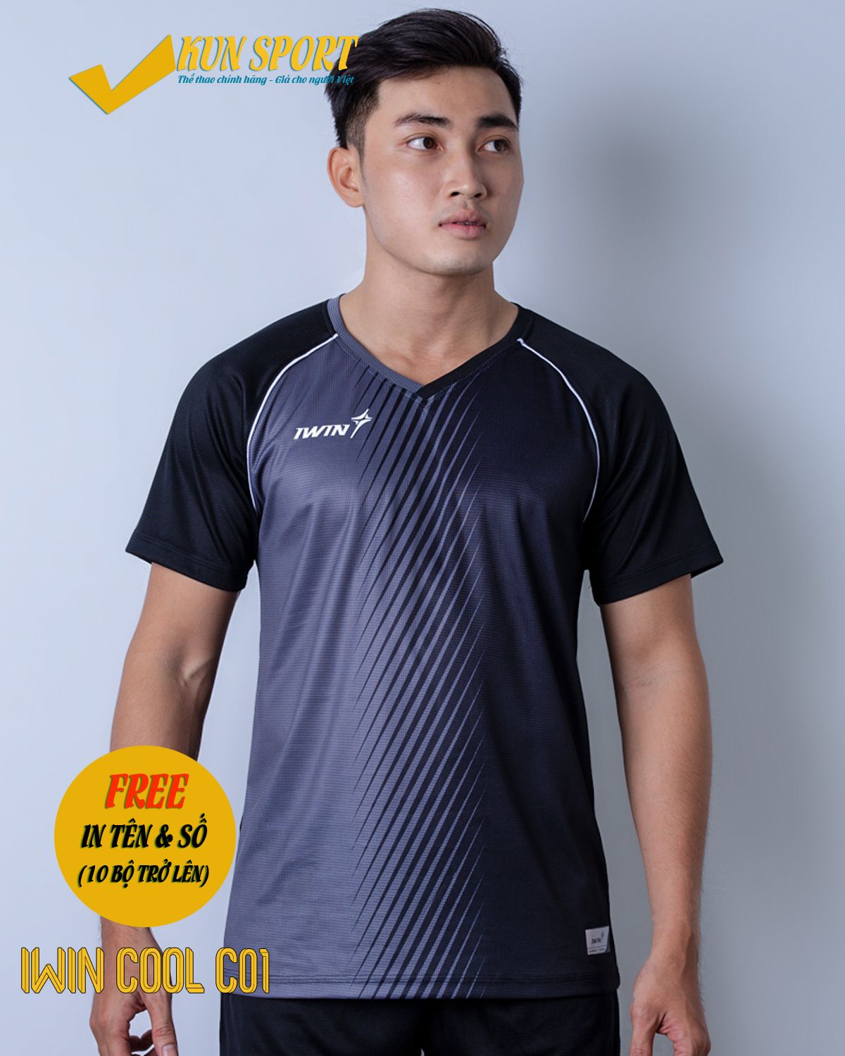 Bộ áo IWIN COOL C01 - Xám đen