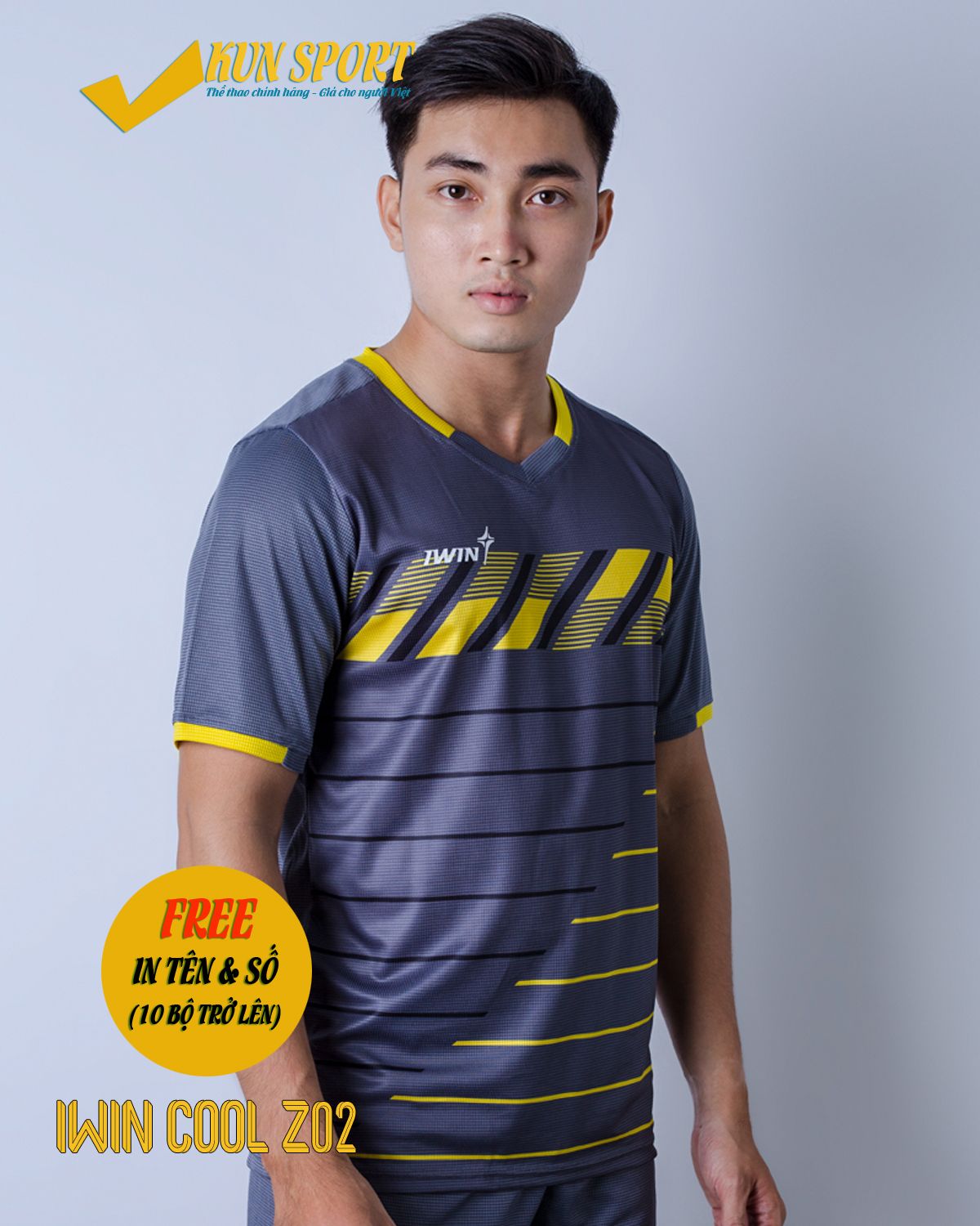 Bộ áo IWIN COOL Z02 - Xám đen