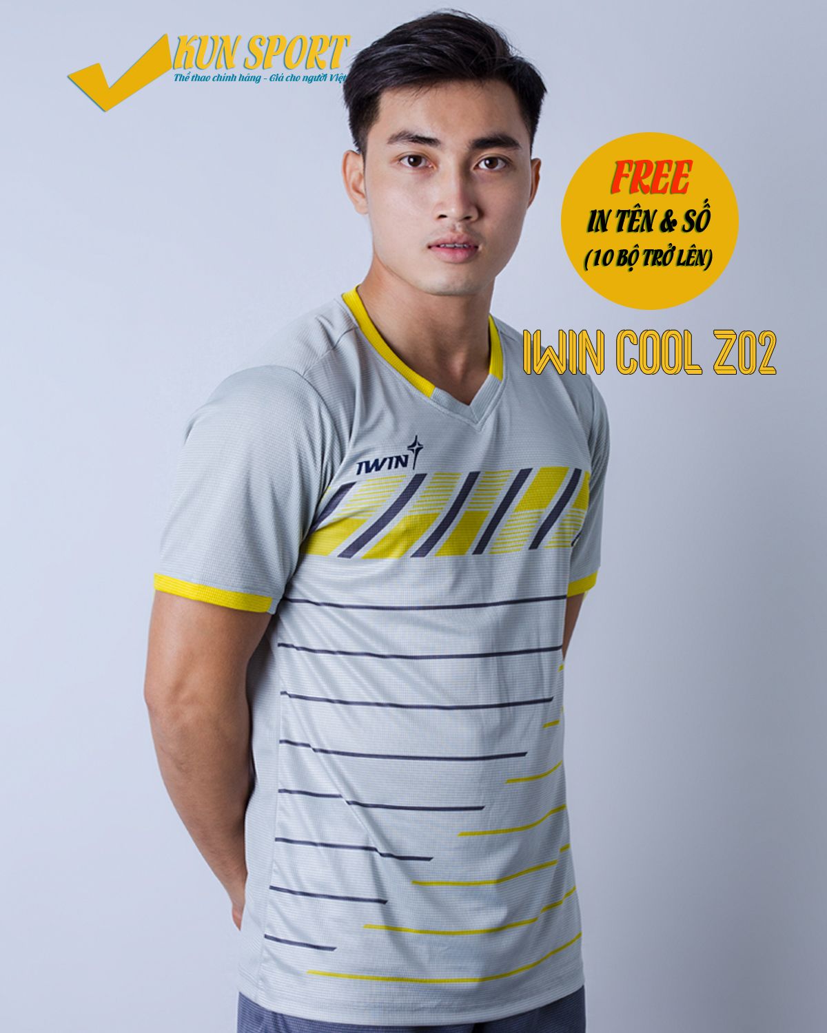 Bộ áo IWIN COOL Z02 - Trắng xám