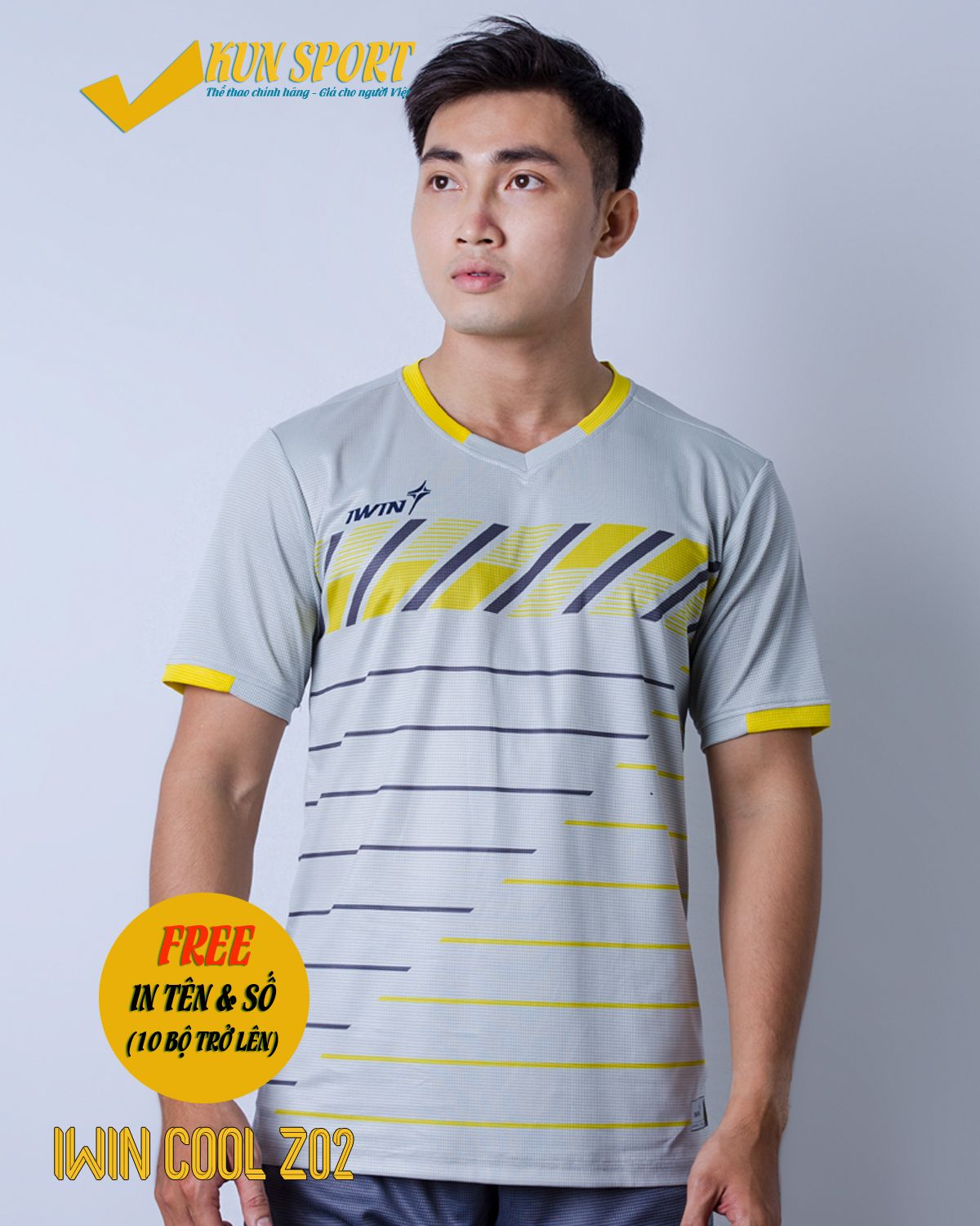 Bộ áo IWIN COOL Z02 - Trắng xám