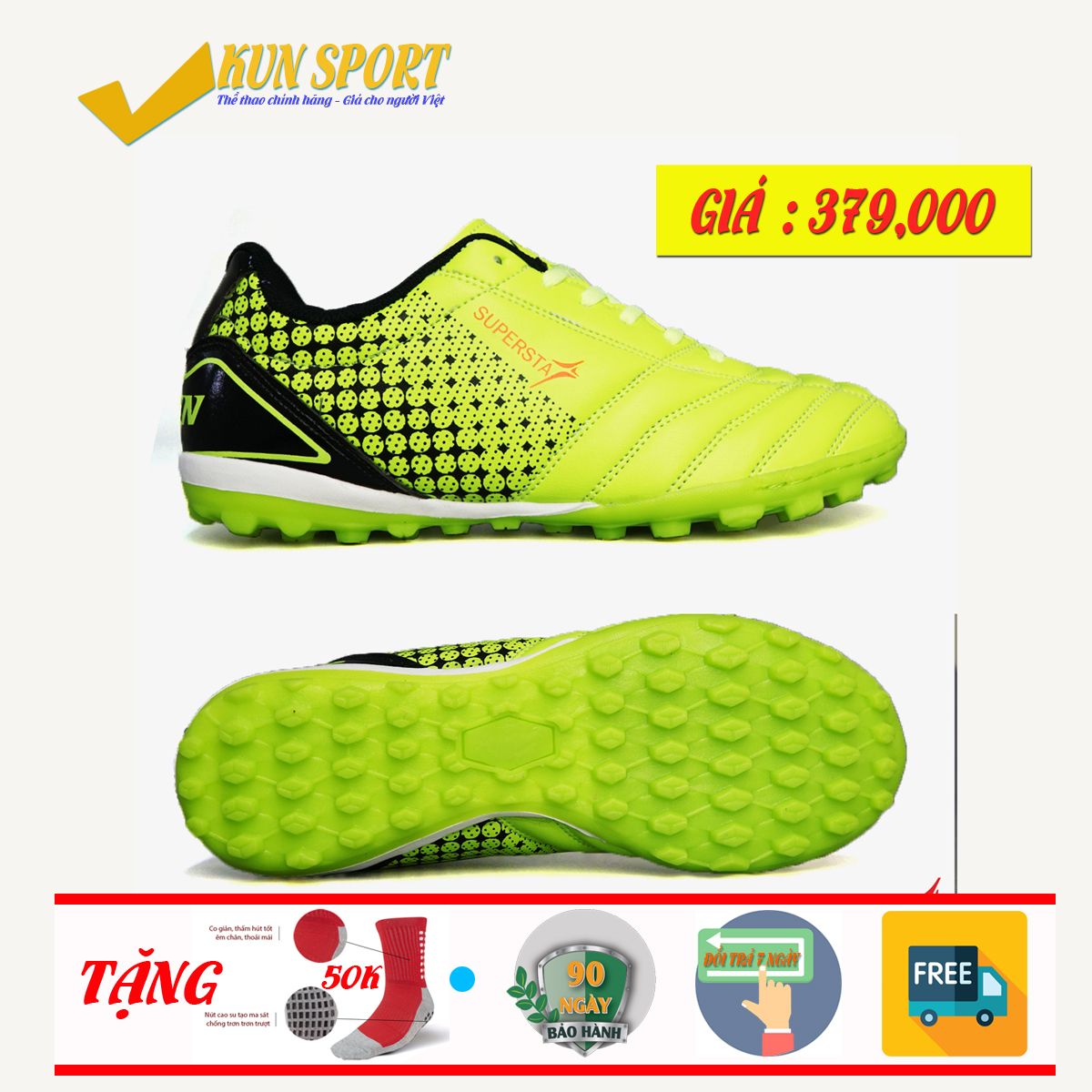 Giày IWIN SUPERSTAR - Xanh da quang