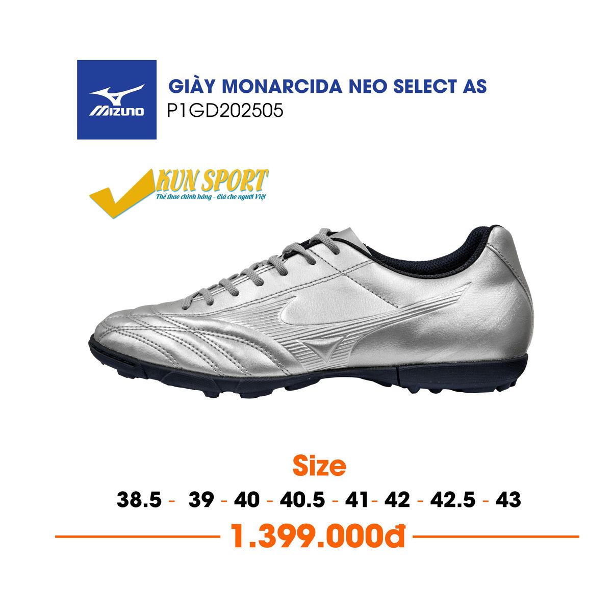 MIZUNO MONARCIDA NEO SELECT AS - BẠC - P1GD202505