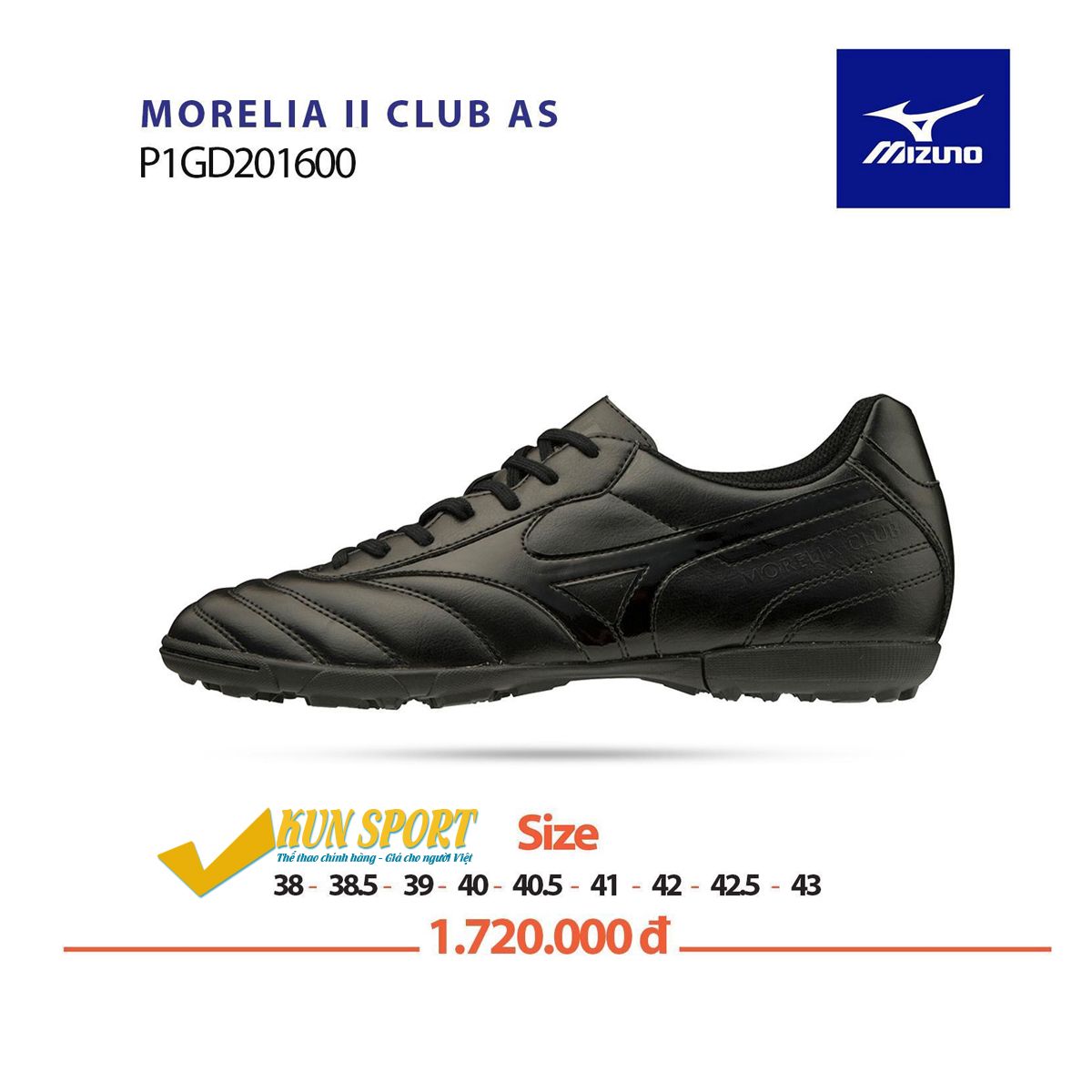 MIZUNO MORELIA II CLUB AS - Đen