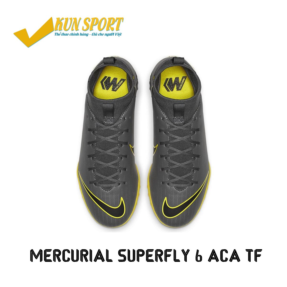 NIKE MERCURIAL SUPERFLY 6 ACADEMY TF GAME OVER - DARK GREY/YELLOW - AH7344-070