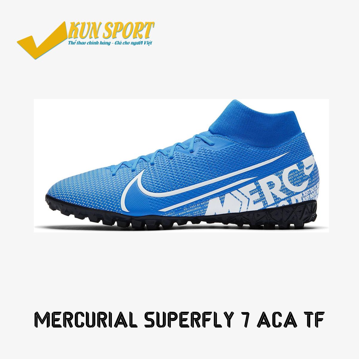 NIKE MERCURIAL SUPERFLY 7 ACADEMY TF – AT7978-414 – Xanh/Trắng