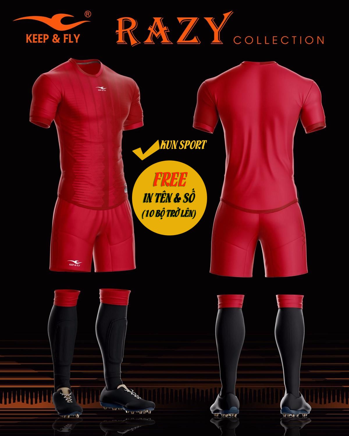 Bộ áo Keep Fly RAZY - Đỏ