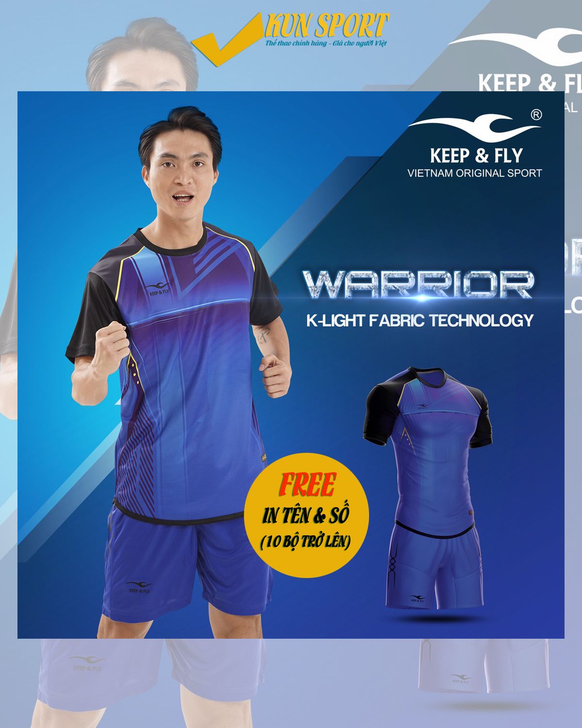 Bộ áo WARRIOR - Xanh