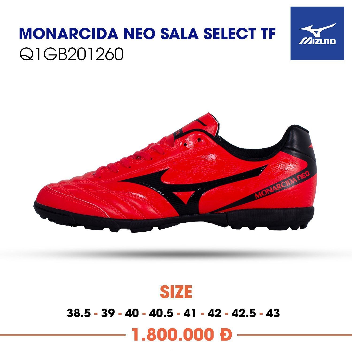 MIZUNO MONARCIDA NEO SALA SELECT TF - Đỏ đô
