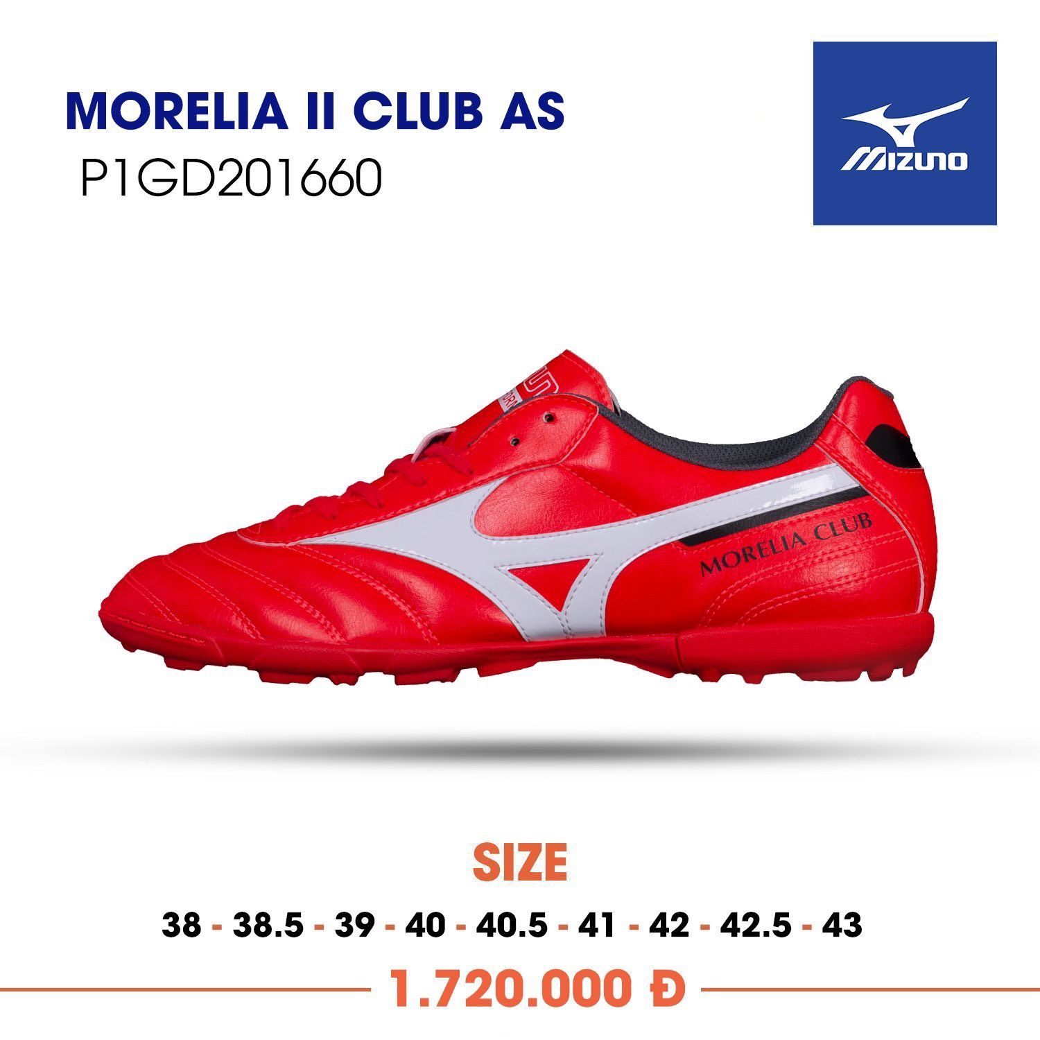 MIZUNO MORELIA II CLUB AS - Đỏ