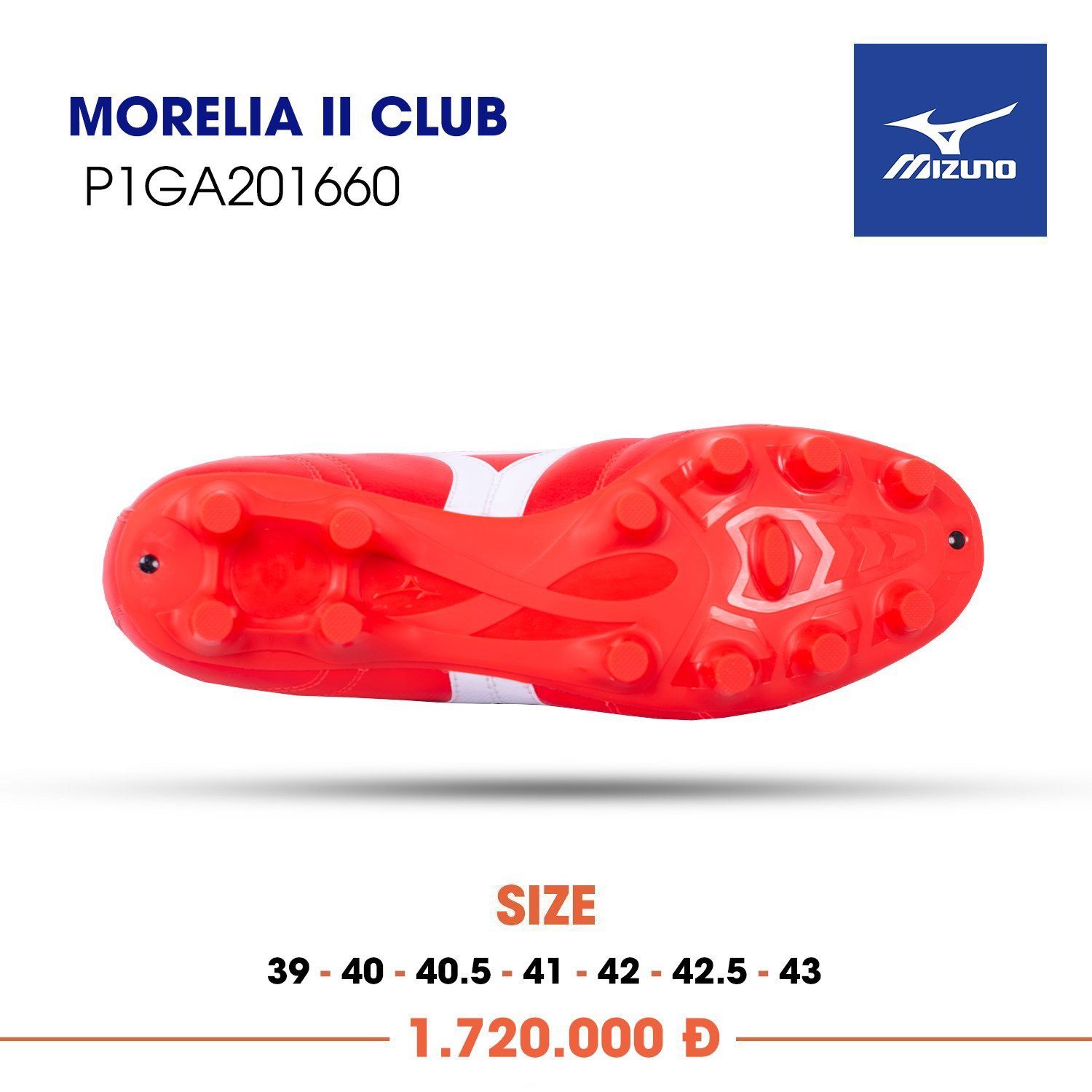 MIZUNO MORELIA II CLUB FG - Đỏ
