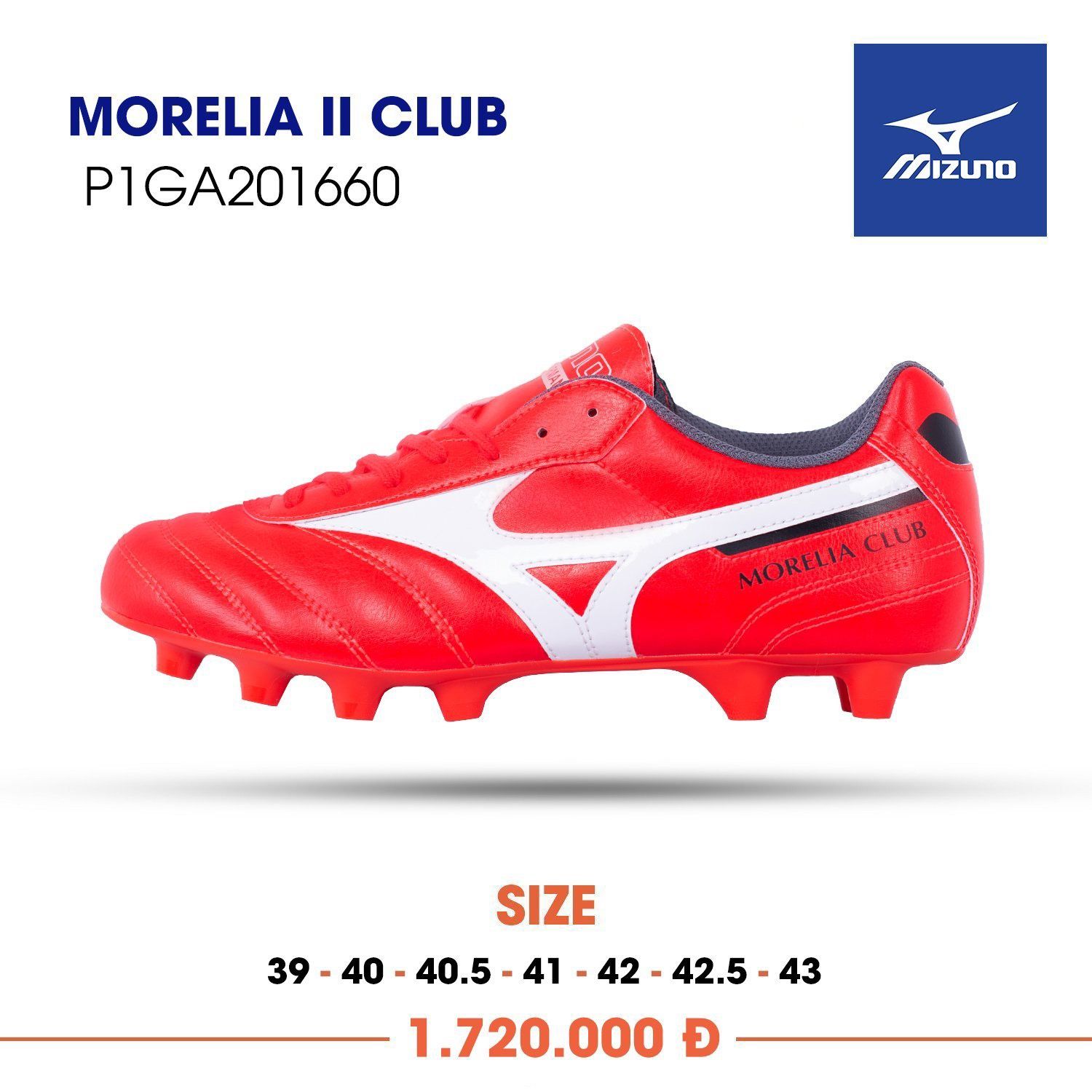 MIZUNO MORELIA II CLUB FG - Đỏ