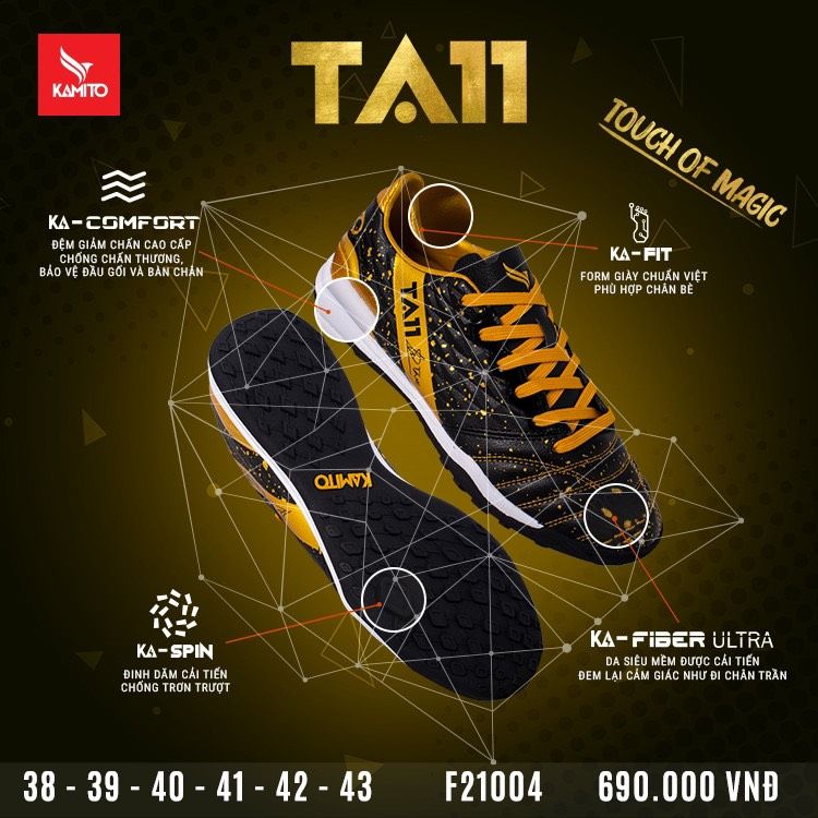 GIÀY ĐÁ BÓNG SÂN CỎ NHÂN TẠO TUẤN ANH KAMITO TA11-AS TF