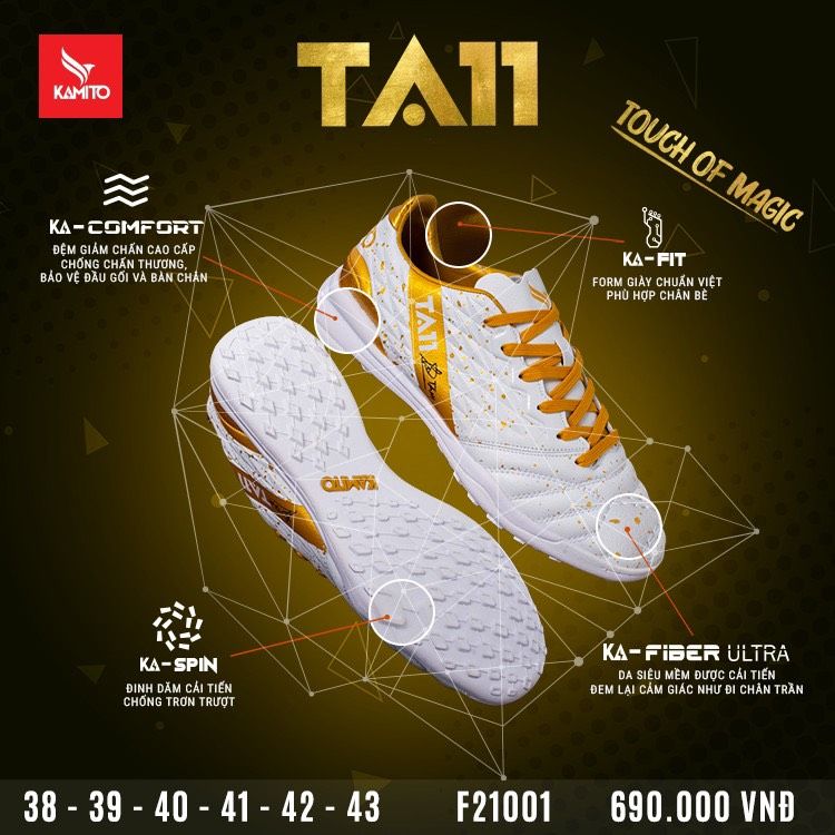 GIÀY ĐÁ BÓNG SÂN CỎ NHÂN TẠO TUẤN ANH KAMITO TA11-AS TF