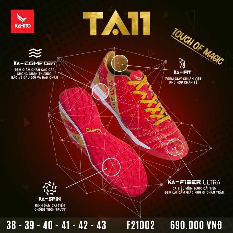 GIÀY ĐÁ BÓNG SÂN CỎ NHÂN TẠO TUẤN ANH KAMITO TA11-AS TF