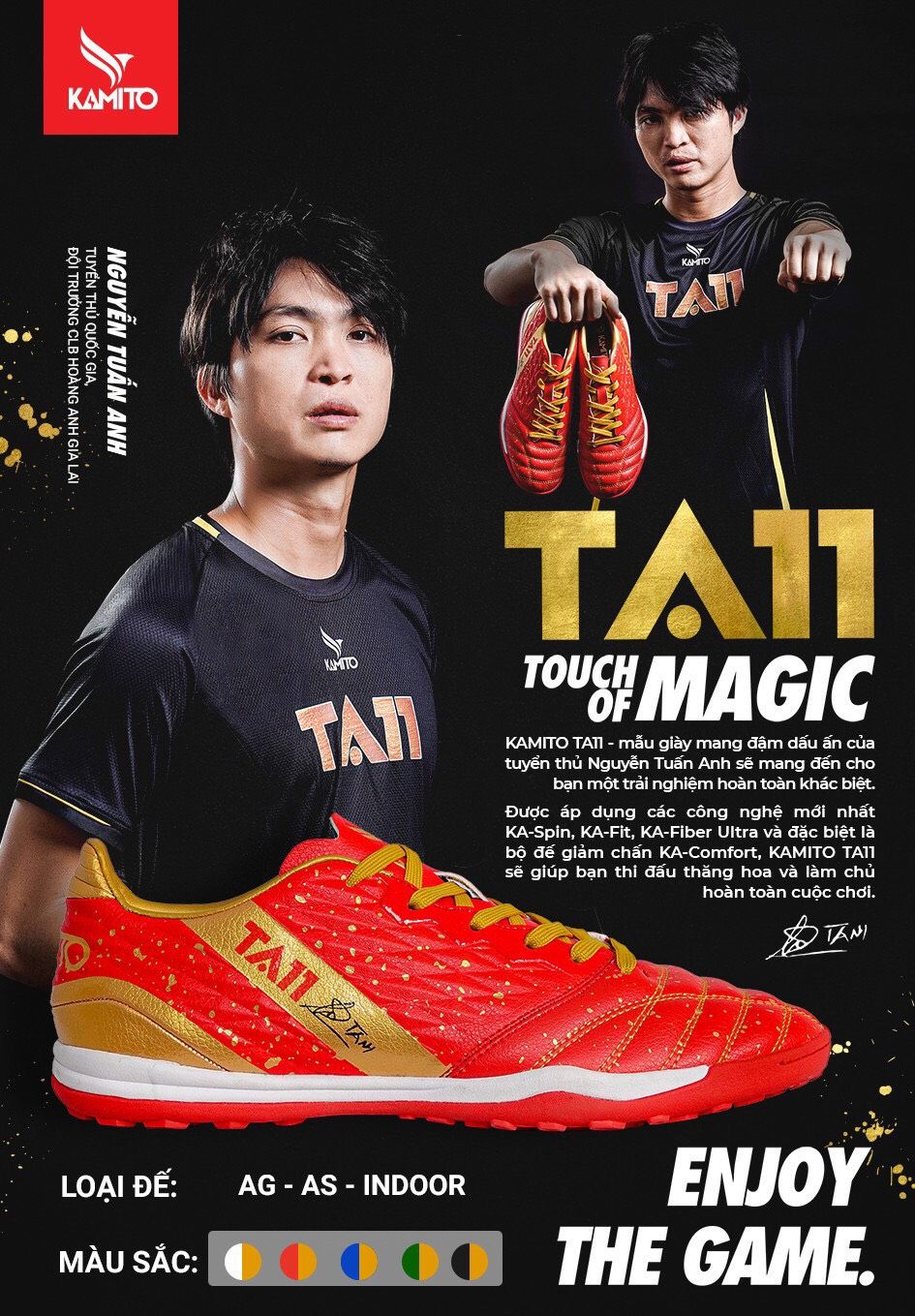 GIÀY ĐÁ BÓNG SÂN CỎ NHÂN TẠO TUẤN ANH KAMITO TA11-AS TF