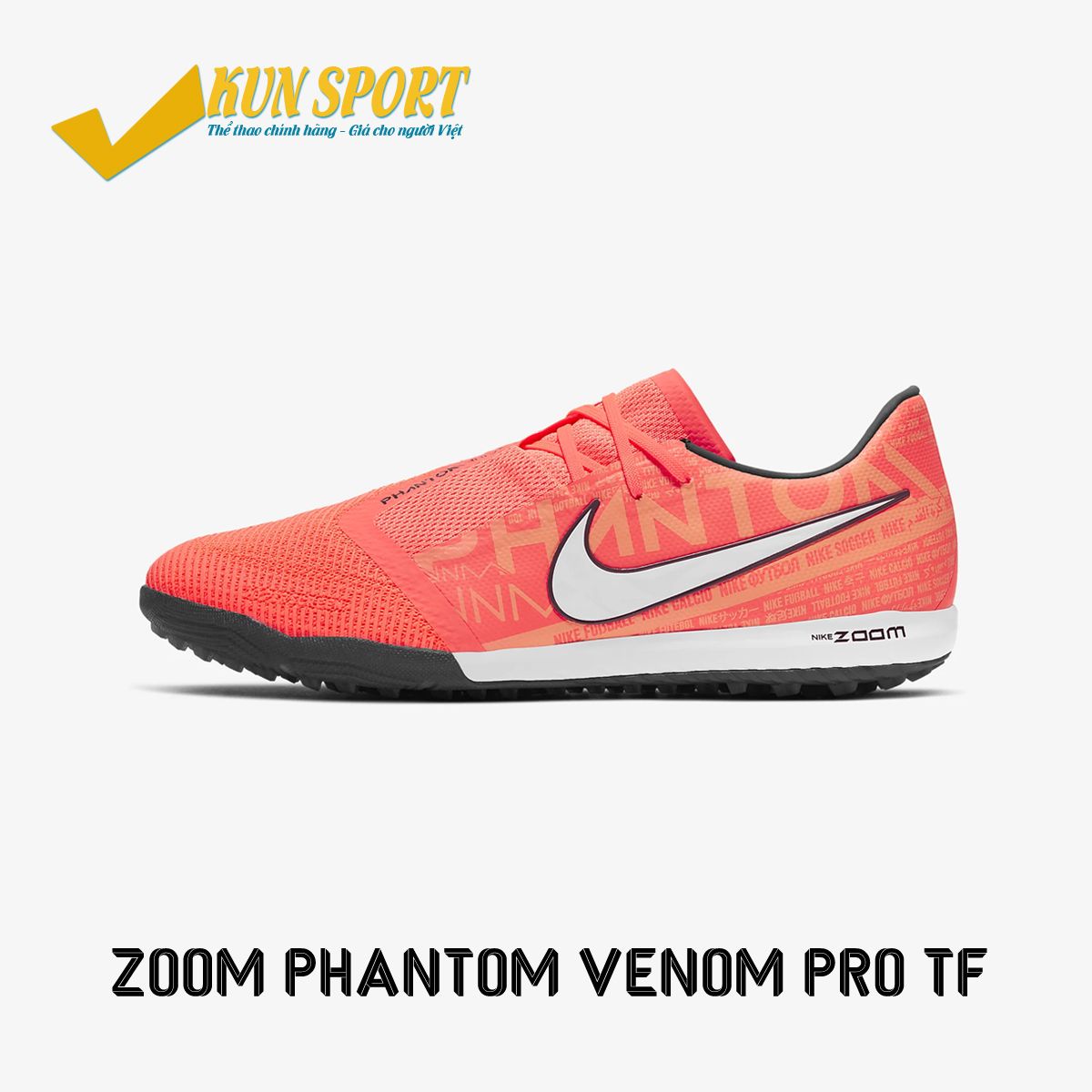 NIKE PHANTOM VENOM ZOOM PRO TF FIRE - BRIGHT MANGO/WHITE/ORANGE PULSE - BQ7497-810