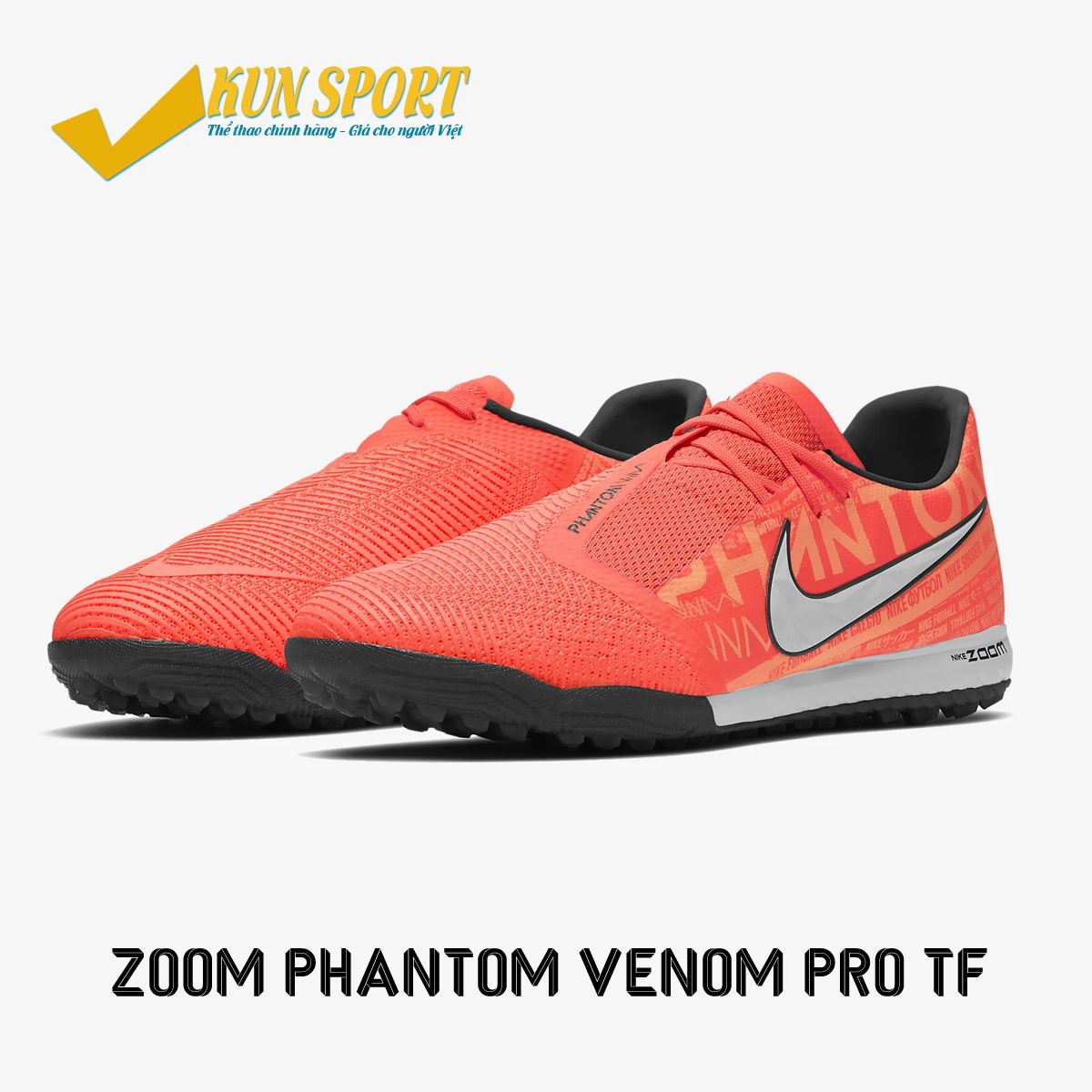 NIKE PHANTOM VENOM ZOOM PRO TF FIRE - BRIGHT MANGO/WHITE/ORANGE PULSE - BQ7497-810