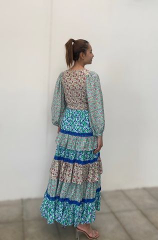  Maxi Hoa Cotton Phối Ren Cao Cấp Luna Llena 