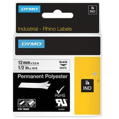 Nhãn in Dymo nhựa polyester bền công nghiệp Rhino 12mm trắng 18483