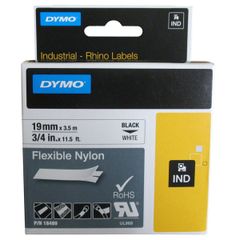 Nhãn in Dymo nhựa nylon dẻo công nghiệp Rhino 19mm trắng 18489