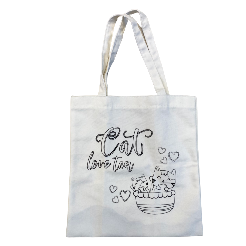 Túi Canvas trắng 38x34.5cm hình 2con mèo