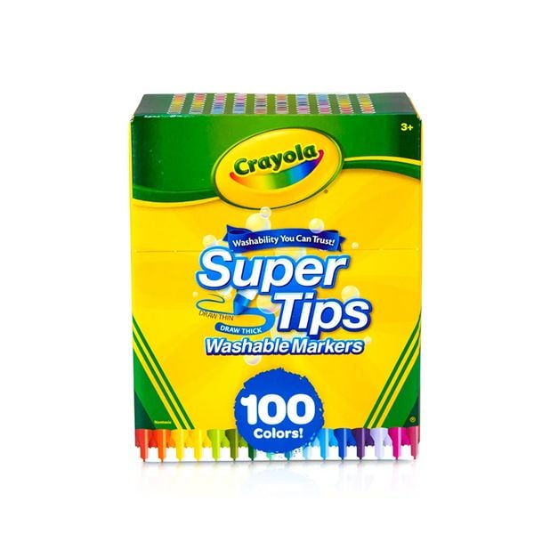Bộ 100 màu bút lông nét mảnh - nét đậm có thể rửa được Crayola Supertips Washable Marker
